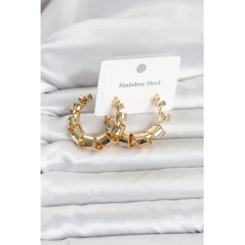 Mey İthalat® 316L Çelik Gold Renk Spiral Halka Kadın Küpe