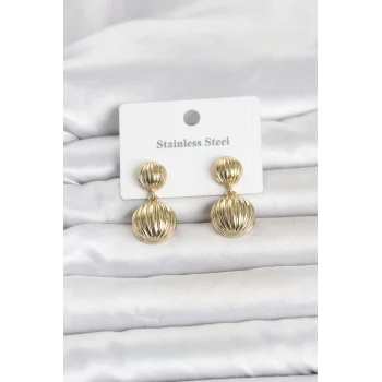 Mey İthalat® 316L Çelik Gold Renk Vintage Model Kadın Küpe