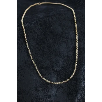 Mey İthalat® 316L Çelik Örme Zincir Model Gold Renk Erkek Kolye