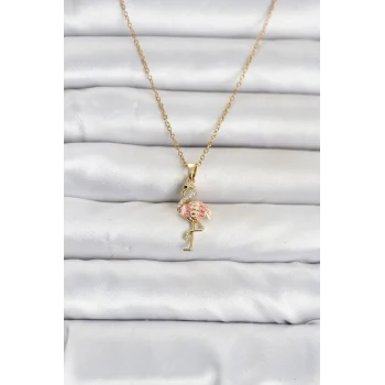 Mey İthalat® 316L Çelik Zincir Gold Renk Flamingo Model Kadın Kolye