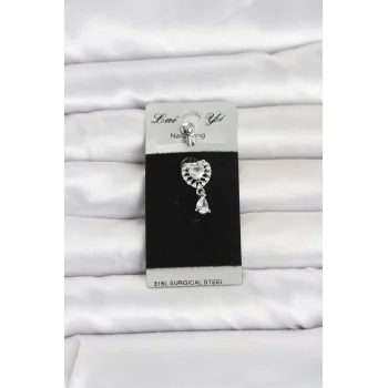 Mey İthalat® 316L Cerrahi Çelik Kalp ve Damla Model Göbek Piercing