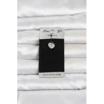Mey İthalat® 316L Cerrahi Çelik Minimal Kalp Model Göbek Piercing