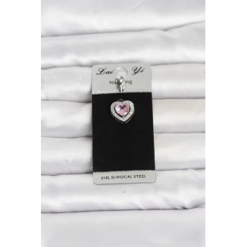 Mey İthalat® 316L Cerrahi Çelik Pembe Kalp Model Göbek Piercing