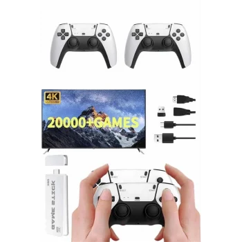 Mey İthalat® 3D 4K 2000 Oyunlu Game Stick Oyun Konsolu Çift Konsol