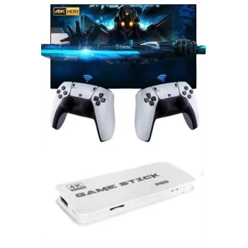 Mey İthalat® 3D 4K HD 2.4G Game Stick 4K Ultra Hd Oyun Konsolu Çift Kollu