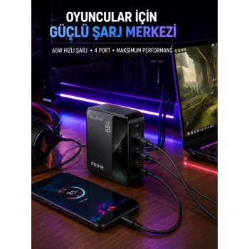 Mey İthalat® 4 Girişli Hızlı Şarj Destekli Masaüstü Şarj İstasyonu