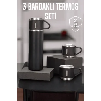 Mey İthalat® 500 ml Kapasiteli Taşınabilir Basınçlı Termos Seti Günlük Kullanım için İdeal