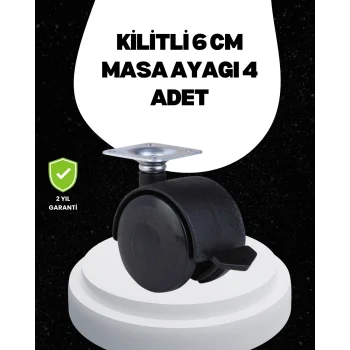 Mey İthalat® 6 cm Kilitli Tekerlek Ayak 4 Adet Sehpa ve Ekipman Uyumlu