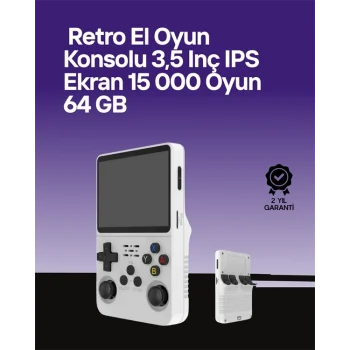 Mey İthalat® 64 GB Retro Oyun Konsolu – Çoklu Emülatör Desteği, Linux Tabanlı Açık Sistem