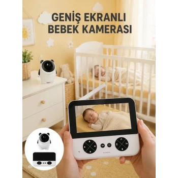 Mey İthalat® 720P HD Gece Görüşlü Kablosuz Bebek Kamerası İki Yönlü Sesli Yeni Nesil