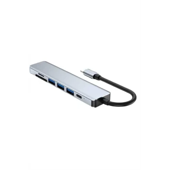 Mey İthalat® 8 Portlu Macbook Çevirici Type C Hub  SD TF USB Çoğaltıcı Ethernet