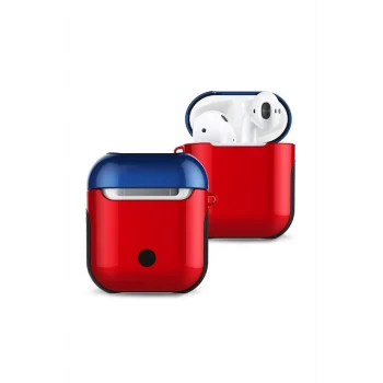 Mey İthalat®   Airpods 2 (2.nesil) 3in1 Kılıf - Kırmızı-Lacivert
