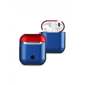 Mey İthalat®   Airpods 2 (2.nesil) 3in1 Kılıf - Lacivert-Kırmızı