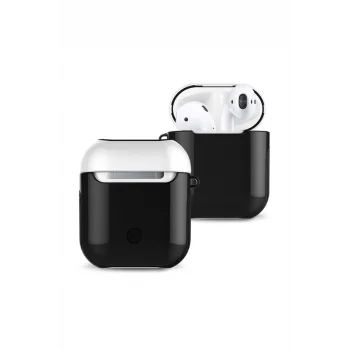 Mey İthalat®   Airpods 2 (2.nesil) 3in1 Kılıf - Siyah-Beyaz