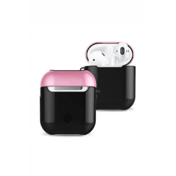 Mey İthalat®   Airpods 2 (2.nesil) 3in1 Kılıf - Siyah-Pembe