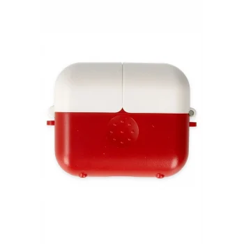 Mey İthalat®   Airpods 3 (3.nesil) Basmalı Kılıf - Kırmızı-Beyaz