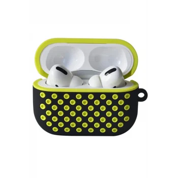 Mey İthalat®   Airpods Pro 2 (2.nesil) Spor Delikli Kılıf - Siyah-Sarı