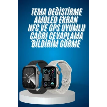 Mey İthalat® Akıllı Kol Saat Amoled Ekran Android ve İOS Uyumlu Arama Konuşma