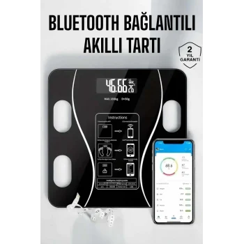 Mey İthalat® Akıllı Tartı Bluetooth Bağlantılı Yağ Ölçebilen Tartı Yeni Nesil