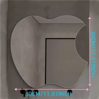 Mey İthalat® Apple Tasarım Kırılmayan Pleksi Duvar Aynası - 30x30 cm Modern Dekoratif Ayna