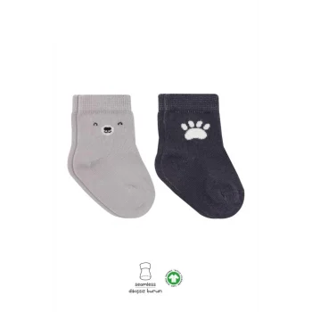 Mey İthalat®  Bear Penye Soket Çorap 2Li BS10116 Gri