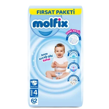 Mey İthalat®   Bebek Bezi Fırsat Paketi 4 Beden 7-14 Kg 62 Adet