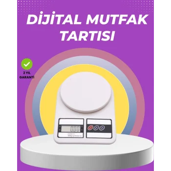 Mey İthalat® Beyaz Plastik Dijital Mutfak Tartısı – 24x16.8x1.5cm