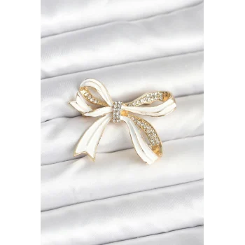 Mey İthalat® Beyaz Renk Fiyonk Model Broş