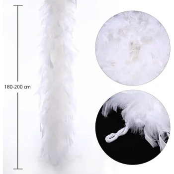 Mey İthalat® Beyaz Renk Kabarık Kalın Otriş Boa Tüy 6 cm Genişlik 180-200 cm Uzunluk