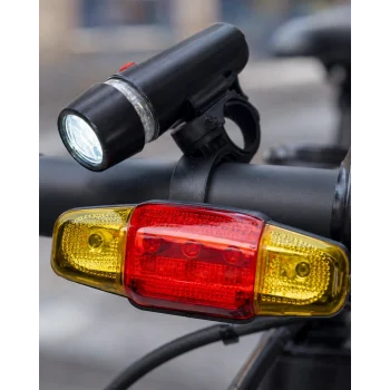 Mey İthalat® Bisiklet Emniyet Işığı Seti Güçlü LED Ön Far Arka Stop Lambası