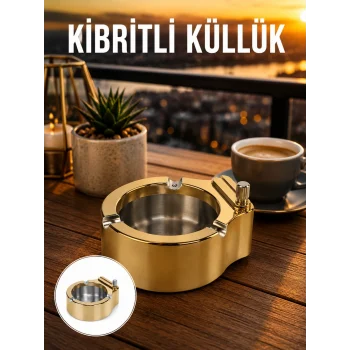 Mey İthalat® Çakmaklı Küllük Paslanmaz Metal Dayanıklı Tasarım Yeni Nesil
