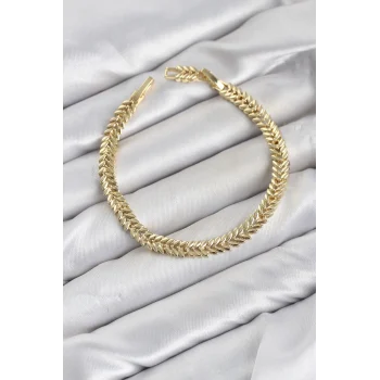 Mey İthalat® CM Başak Model Gold Renk Pirinç Kadın Bileklik