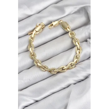 Mey İthalat® CM Kalın Zincir Model Gold Renk Pirinç Kadın Bileklik