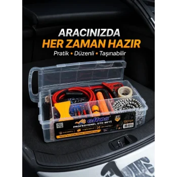 Mey İthalat® Çok Amaçlı 27 Parça Araç Acil Durum Ekipman Seti Düzenli Taşıma Kutulu