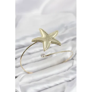 Mey İthalat® Deniz Yıldızı Model Gold Renk Pirinç Pazu Bileklik