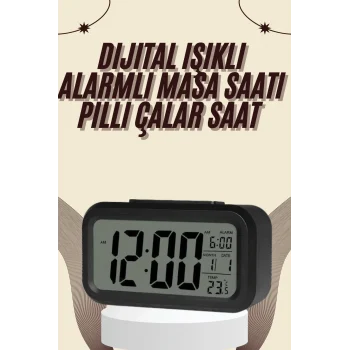 Mey İthalat® Dijital Masa Saati Termometreli Takvim Çalar Saat Led Ekran Pilli