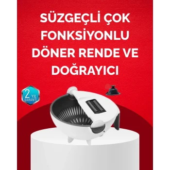 Mey İthalat® Döner Mekanizmalı Sebze Doğrayıcı Hazneli Rende