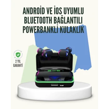 Mey İthalat® E10 Powerbank Şarjlı Bluetooth 5.1 Kulaklık Spor ve Oyun İçin