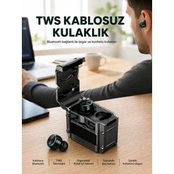 Mey İthalat® Ergonomik Tasarımlı Bluetooth Kulaklık | Suya Dayanıklı | Dokunmatik Kontrollü Yeni Nesil