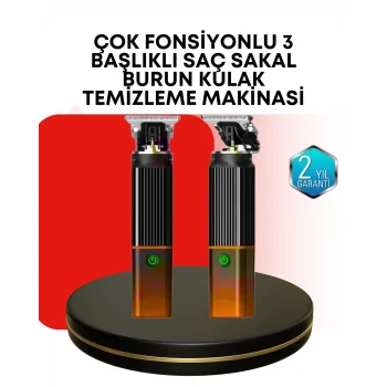 Mey İthalat® Erkekler İçin Şarjlı 3’ü 1 Arada Trimmer Seti – Güçlü Motor, Sessiz Çalışma