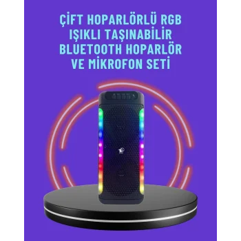 Mey İthalat® Ev ve Dış Mekan Kullanımına Uygun RGB Işıklı Hoparlör