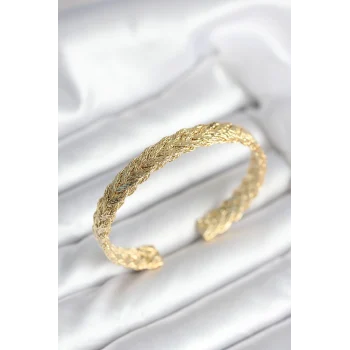Mey İthalat® Ezme Zincir Model Gold Renk Kadın Bileklik