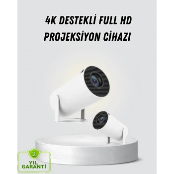Mey İthalat® Full HD 4K Destekli Akıllı Projeksiyon – 130 inç Ekran, Uzun Ömürlü Ampul ve Çoklu Giriş