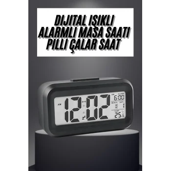 Mey İthalat® Gece Dijital Masa Saati Dijital Alarmlı Led Ekran Pilli Çalar Saat