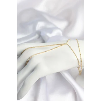 Mey İthalat® Gold Renk Minimal Zirkon Taşlı Su Yolu Model Şahmeran