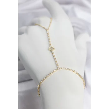 Mey İthalat® Gold Renk Pirinç Zirkon Taşlı Yıldız Model Şahmeran