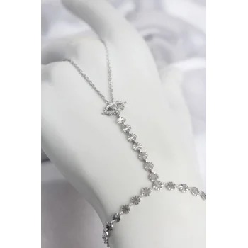 Mey İthalat® Gümüş Renk Pirinç Zirkon Taşlı Göz Model Şahmeran