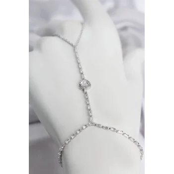 Mey İthalat® Gümüş Renk Pirinç Zirkon Taşlı Kalp Model Şahmeran