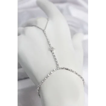 Mey İthalat® Gümüş Renk Pirinç Zirkon Taşlı Yıldız Model Şahmeran