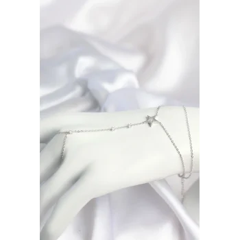 Mey İthalat® Gümüş Renk Yıldız Model Pirinç Kadın Şahmeran